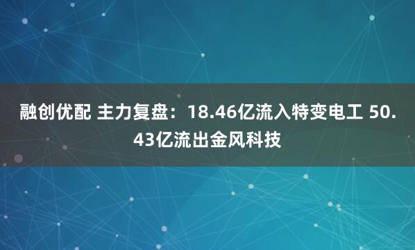 融创优配 主力复盘：18.46亿流入特变电工 50.43亿流出金风科技